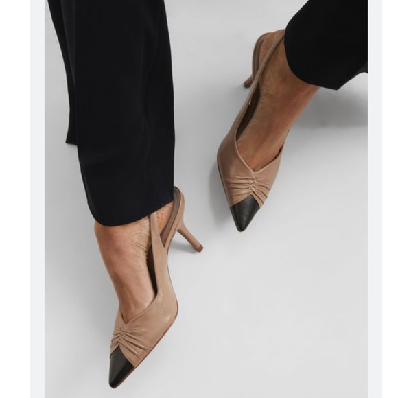 DELILAH
MID HEEL LEATHER
SLING BACK COURT
SHOES Nude size 38 US 8 - Picture 2 of 12